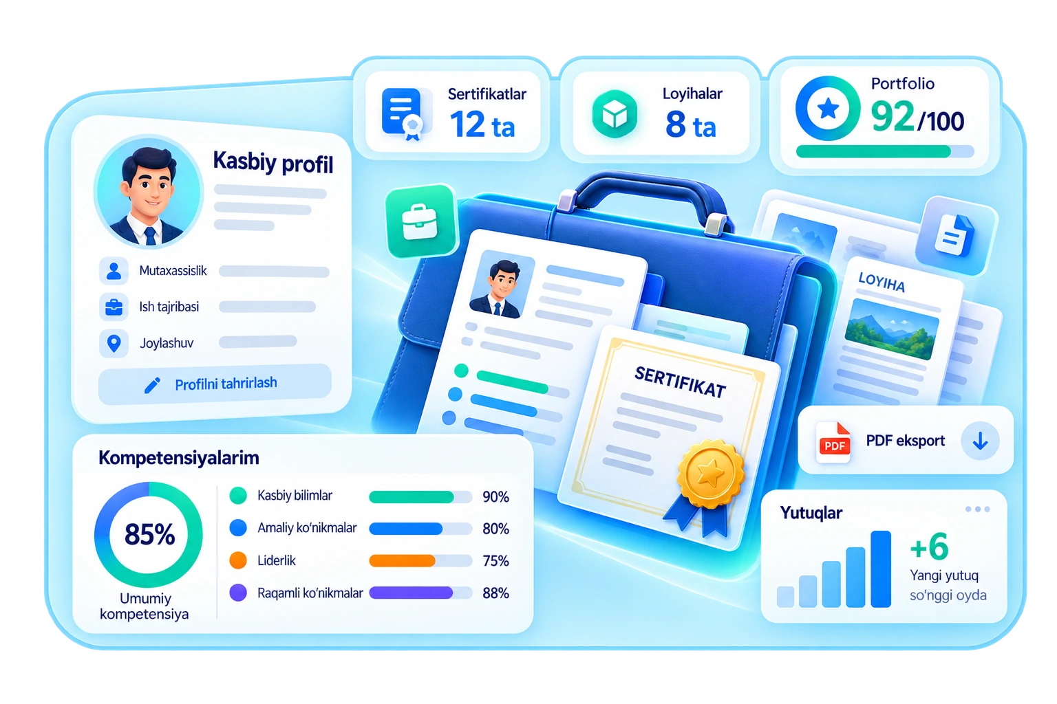 Elektron kasbiy portfolio paneli